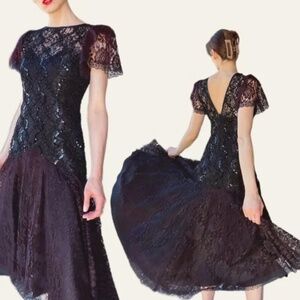 Vintage Shuet Young HW Collections Lace Dress size 11/12 fairy whimsy grunge